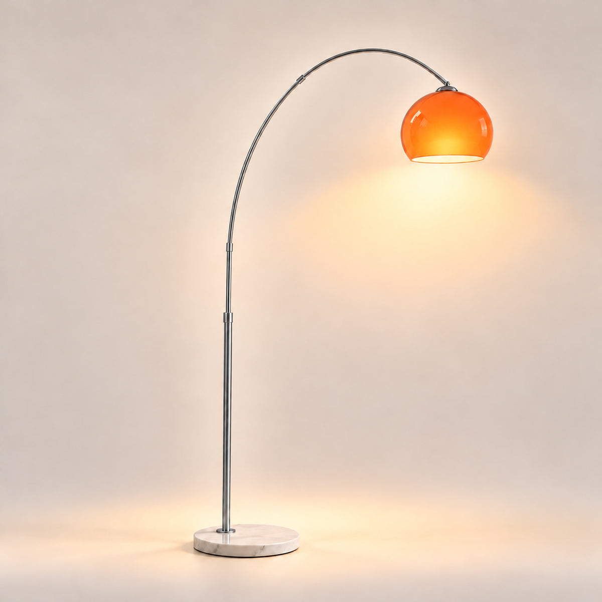 Orange Dome Arc Floor Lamp