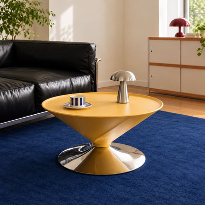 Sculptural Yellow Pedestal Coffee Table