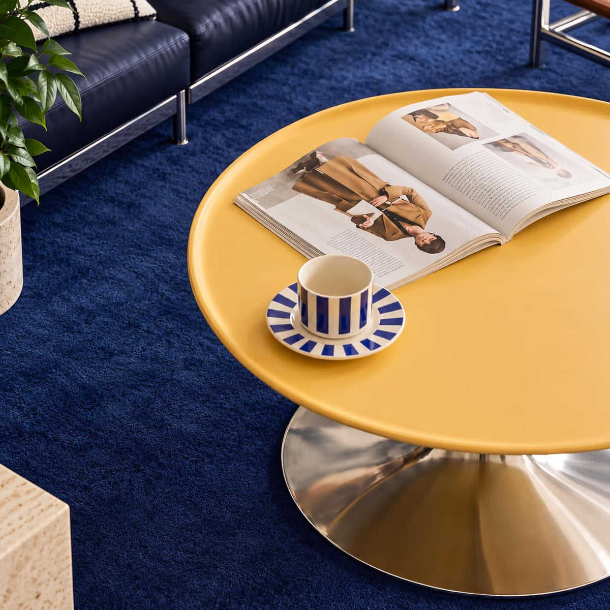Sculptural Yellow Pedestal Coffee Table