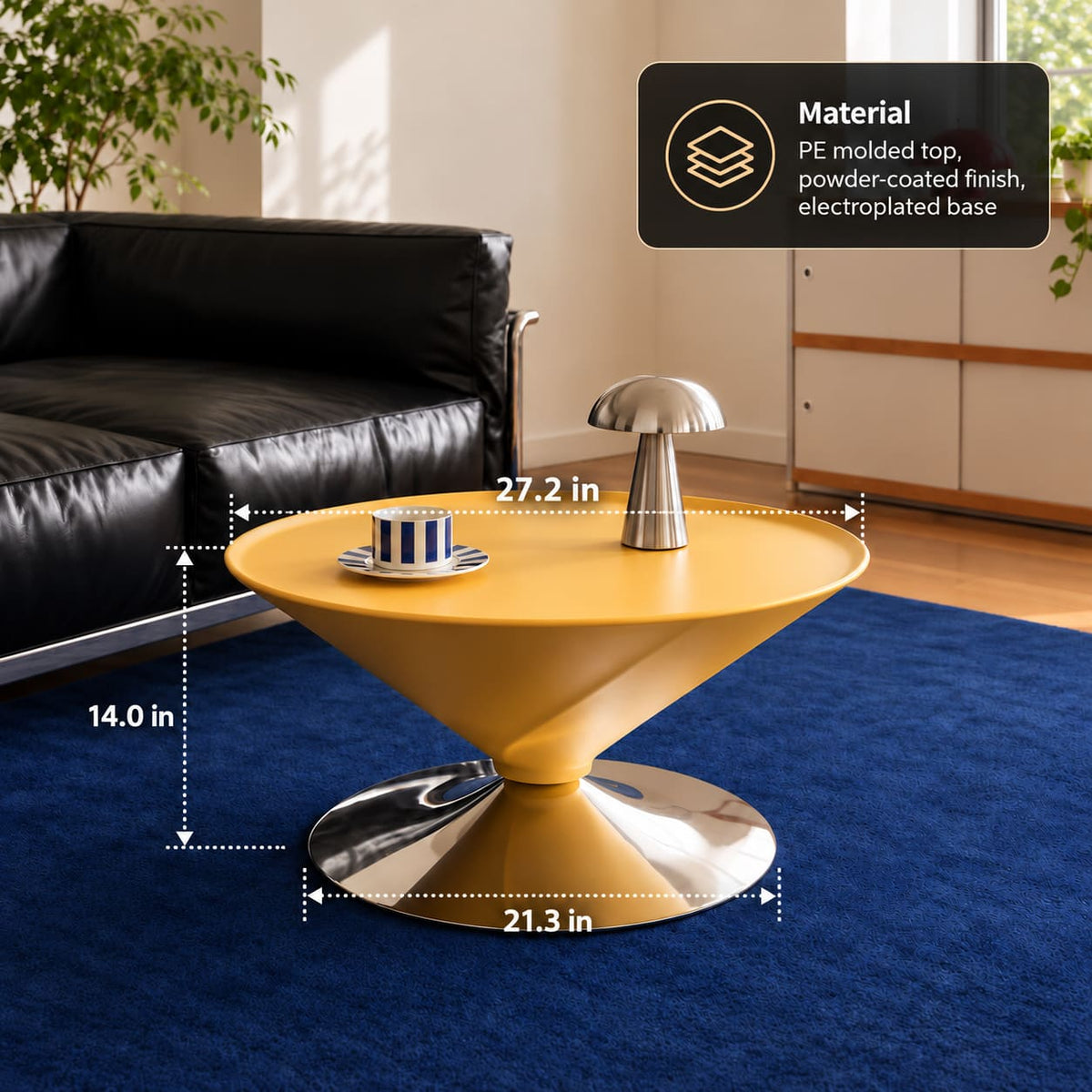 Sculptural Yellow Pedestal Coffee Table