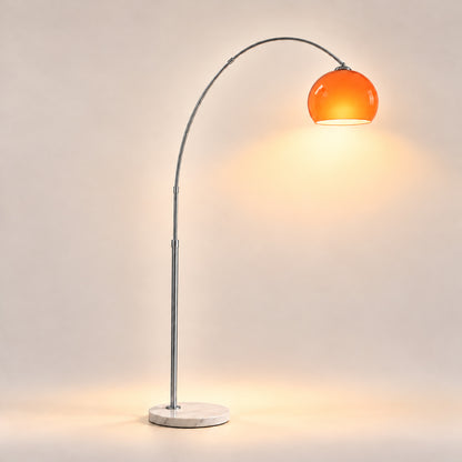Orange Dome Arc Floor Lamp