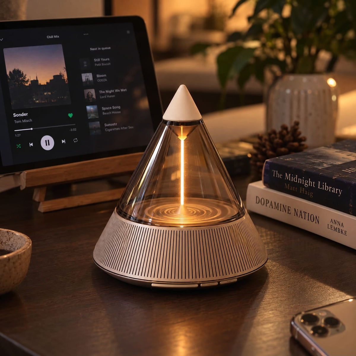 Cone Bluetooth Speaker Lamp with Ambient Light