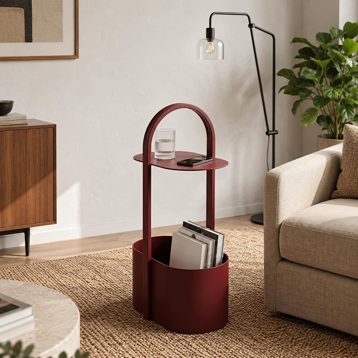 Arch Side Table with Magazine Storage
