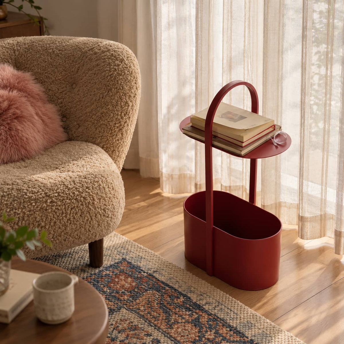 Arch Side Table with Magazine Storage