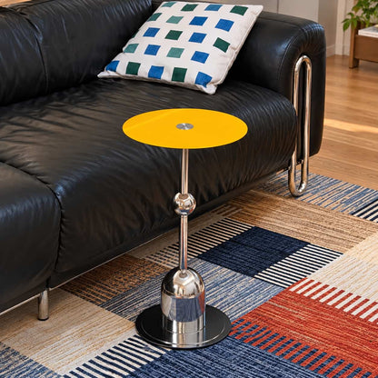 Yellow Chrome Pedestal Side Table